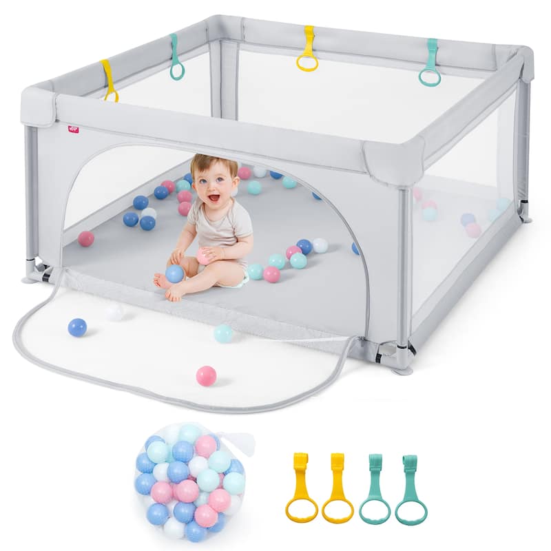 Costway Baby Playpen Infant Large Safety Play Center Yard w/ 50 Ocean - See Details - Grey