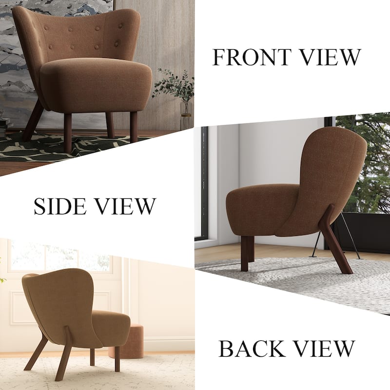 34" Wide Solid Color Tufted Wingback Chair With Solid Wood Leg