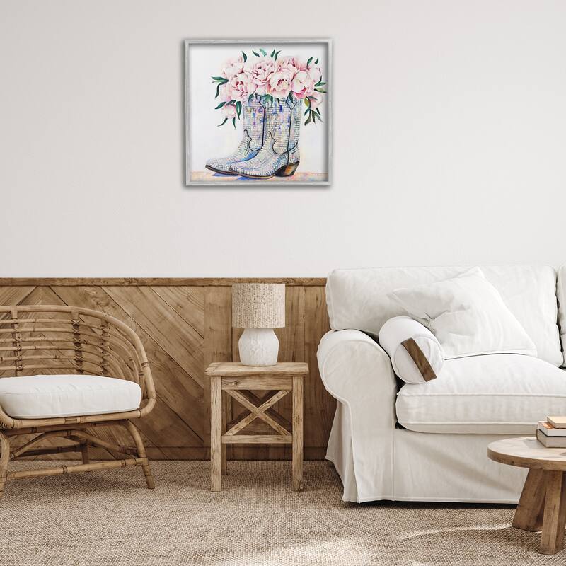 Stupell Rose Filled Cowgirl Boots Framed Giclee Art Design By Amanda Greenwood