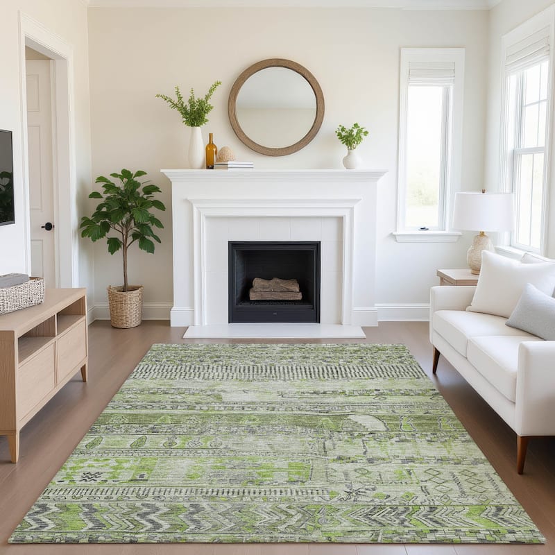 Premium Washable Super Soft Modern Global Mayfield Rug - 3' x 5' - Olive