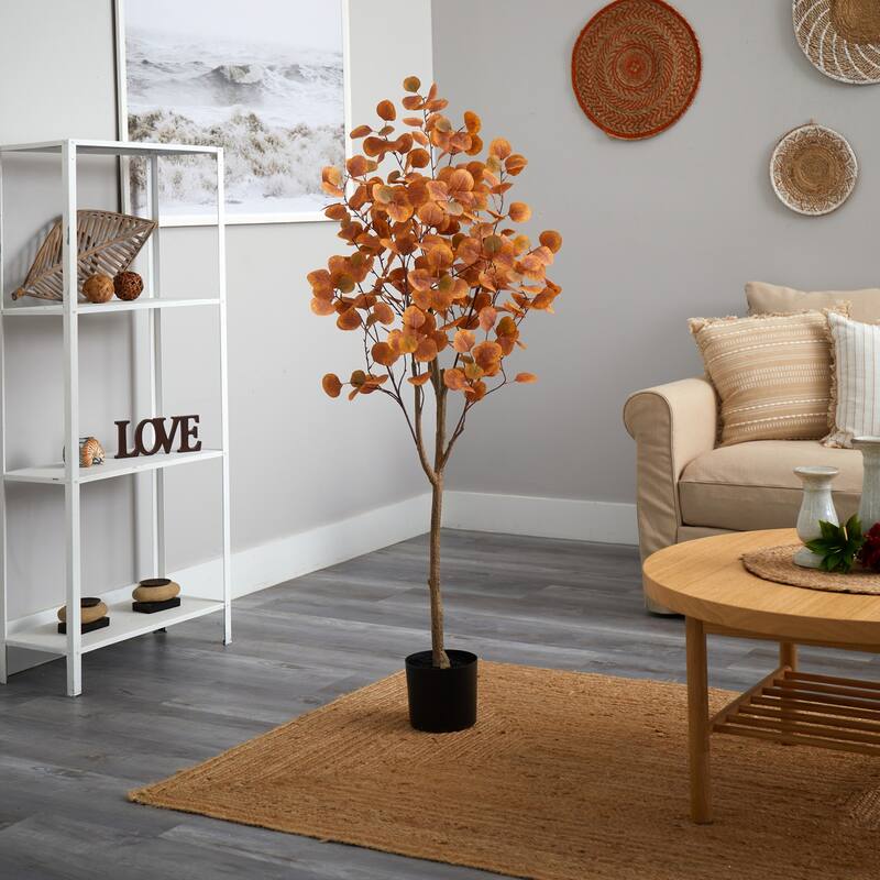 Eucalyptus Tree 5ft Artificial Tree, Realistic Indoor Plant, Elegant Design for Home Decor - Green - 41-50 Inches