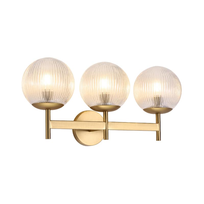 3-Light Sleek Modern Dimmable Ribbed Glass Vanity Light - 21.9 in