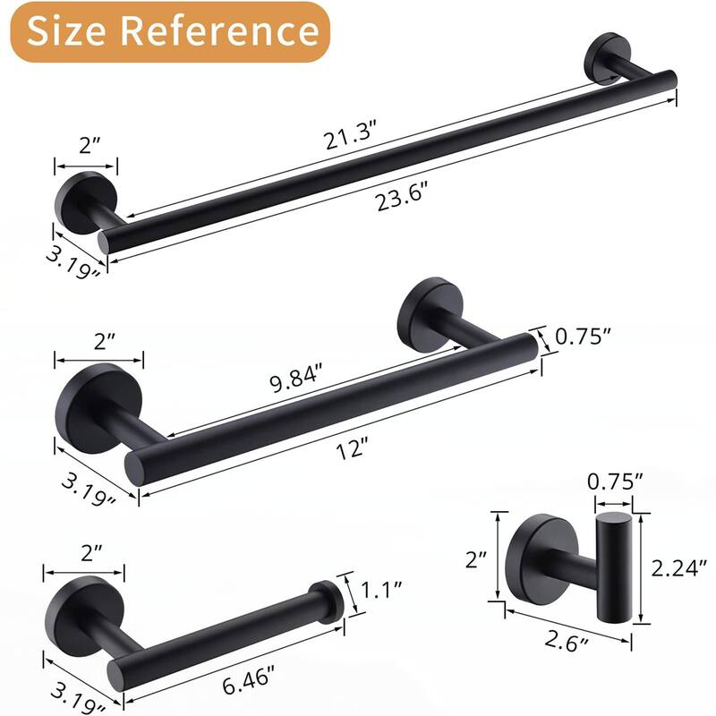 4-Pieces Matte Black Bathroom Accessories Set