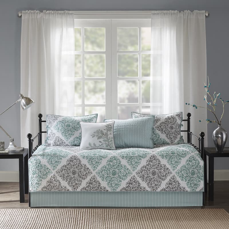 Madison Park Montecito Aqua Printed 6-piece Day Bed Cover Set - Green/Blue