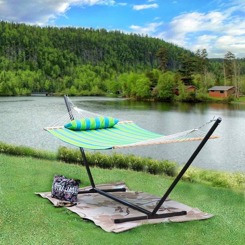 Outdoor Cotton Rope Hammock with 12FT Steel Stand