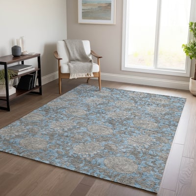 Machine Washable Indoor/ Outdoor Chantille Floral Rug