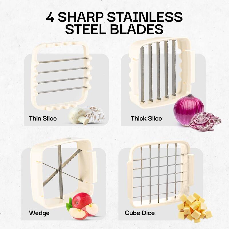 NutriChopper 7-Piece Handheld Vegetable and Fruit Chopper with 4 Blades and Container
