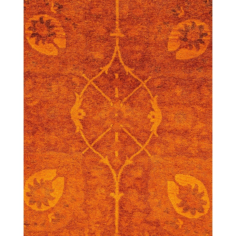 Overdyed, One-of-a-Kind Hand-Knotted Area Rug - Orange - 6' 2" x 9' 0"