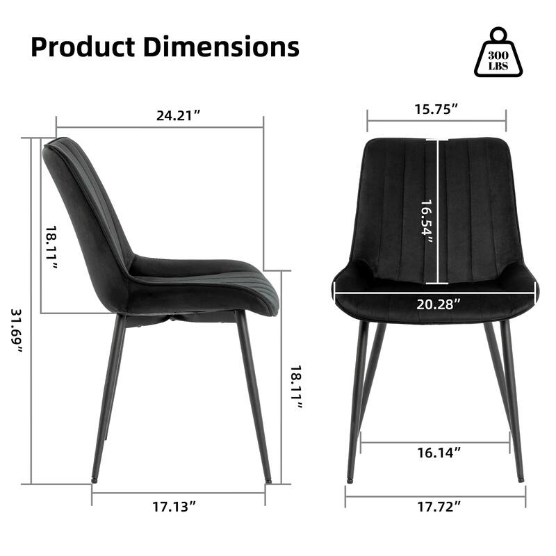 XINMICS Mid-century Modern Dining Chairs, Velvet Upholstered Metal Side Chair, Set of 2/4/6