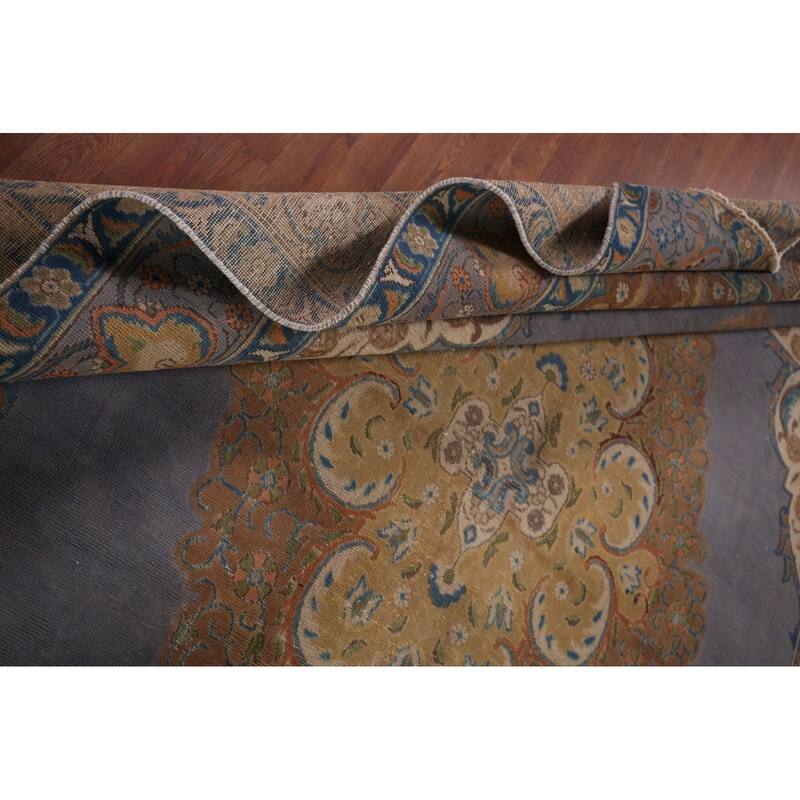 Blue Tabriz Persian Vintage Area Rug Handmade Living Room Wool Carpet - 8'0"x 11'7"
