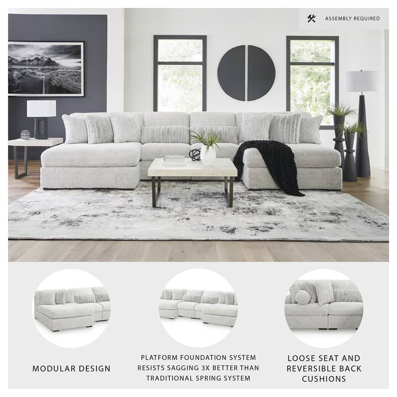 Signature Design by Ashley Snodoodle Gray 4-Piece Sectional with Chaise - 168" W x 67" D x 40" H