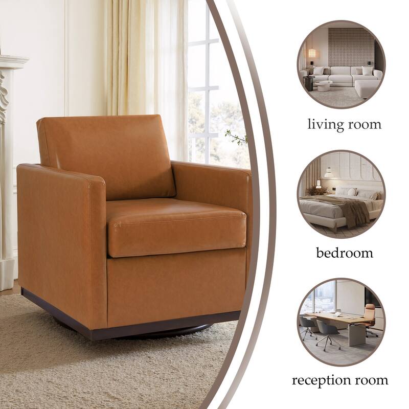 uixe Modern Upholstered Swivel Accent Chair with Pocket Spring Seat