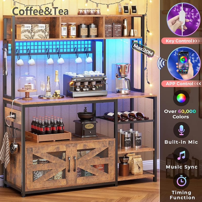 Baker's Rack Coffee Bar Cabinet Microwave Stand Kitchen Cabinet