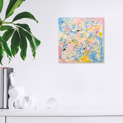 Wynwood Studio Canvas Abstract Pollock Style Pastel Colors Blue and Pastel Blue Modern & Contemporary Wall Art Canvas Print