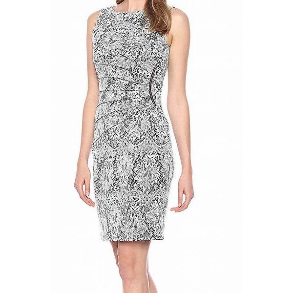 Shop Ivanka Trump Blue White Floral Knit Women S Size 8 Sheath Dress Overstock 27053033