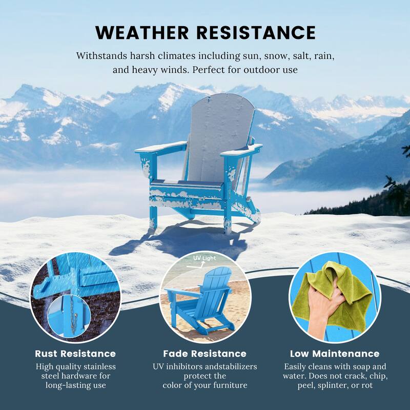 Polytrends Laguna Weather Resistant Outdoor Patio Folding Adirondack Chairs (Set of 2)