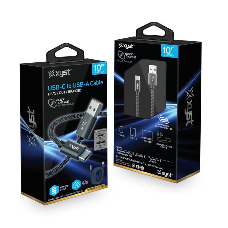 Xyst Charge and Sync USB to USB-C Braided Cable 10Ft