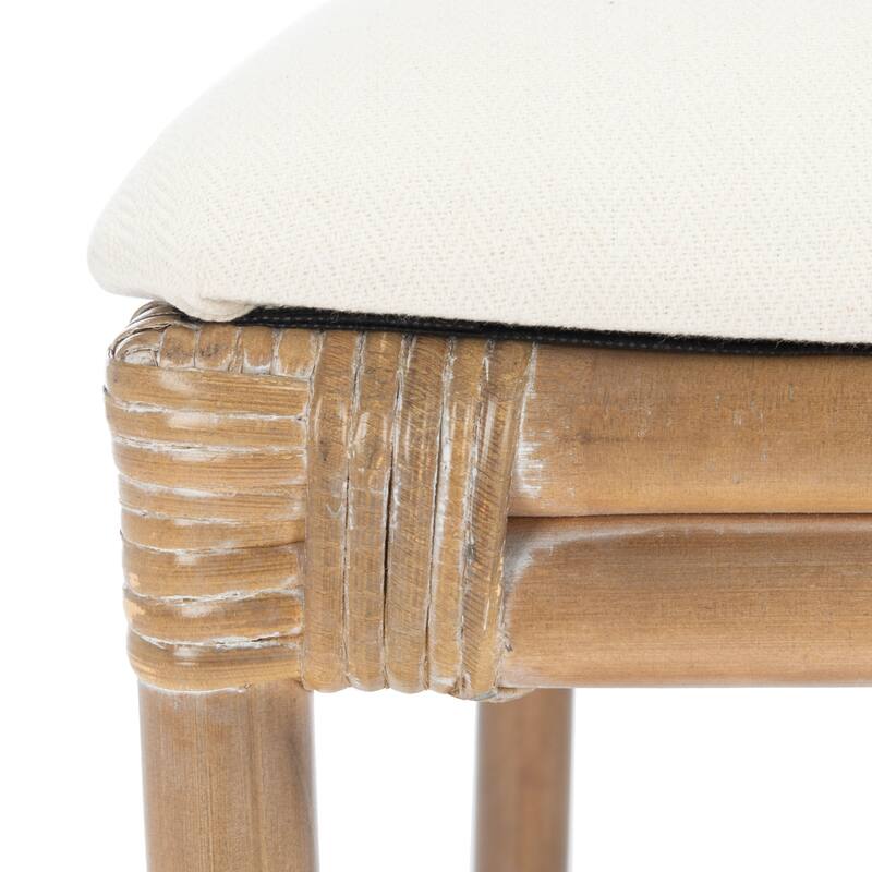SAFAVIEH Paula Greywhitewash/White Rattan Accent Chair with Cushion - 18.1" W x 21.7" L x 35.4" H - 18Wx22Dx35H