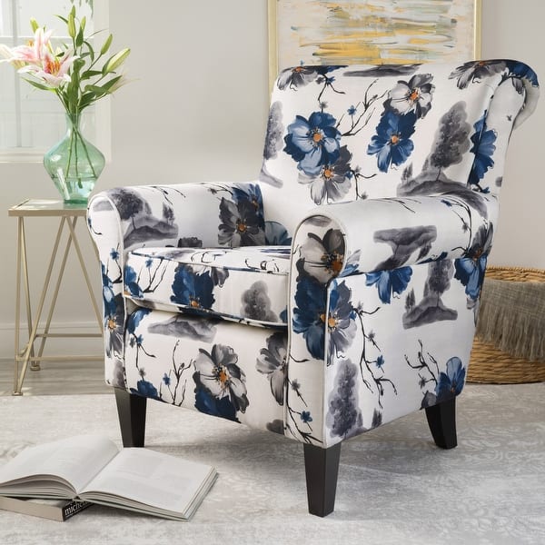 Roseville Contemporary Fabric Floral Club Chair by Christopher Knight