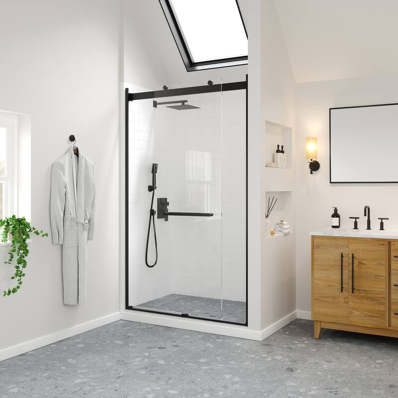 Eviva Glide Sliding Frameless Shower Door with Tempered Glass