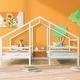 preview thumbnail 3 of 20, Double Twin Size Triangular House Kids Beds Frame with Built-in Table for Shared Space, Solid Pine Construction, White