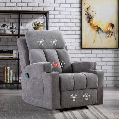 Massage and Heating Recliner Chair with 2 Cup Holders Breathable Fabric