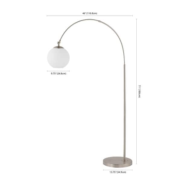 dimension image slide 1 of 2, Tavira 71" Coastal Vintage Iron LED Floor Lamp, Brass Gold/White by JONATHAN Y