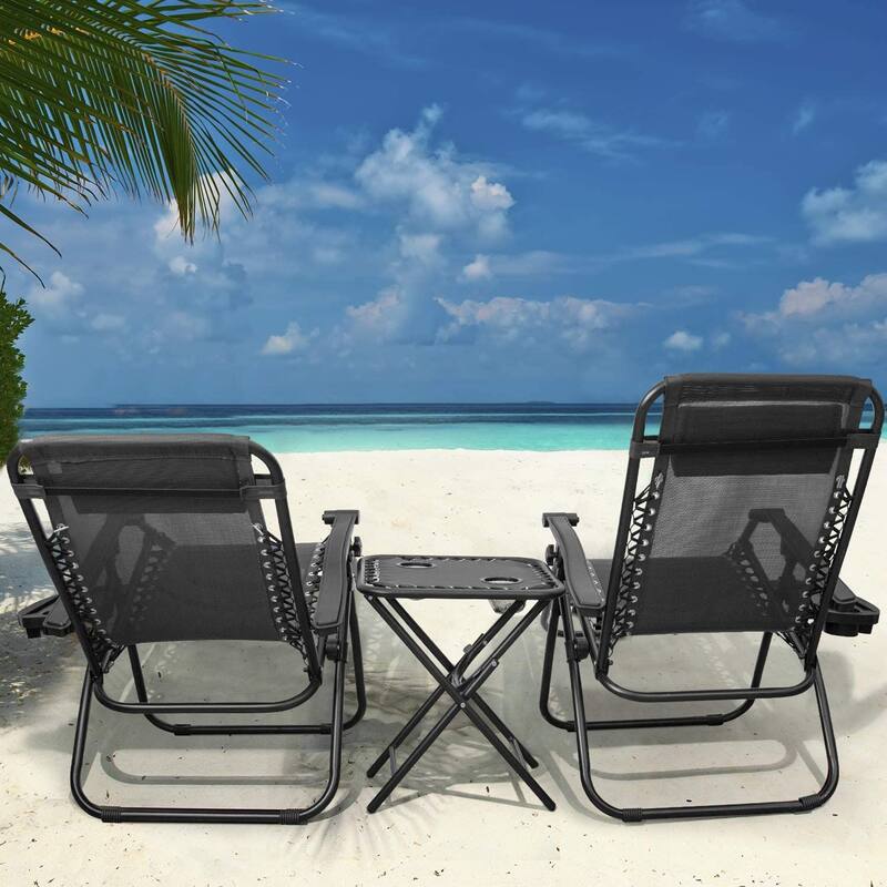 Homall Zero Gravity Chairs Outdoor Folding Recliners Adjustable Lawn Patio Lounge Chair with Side Table and Cup Holders