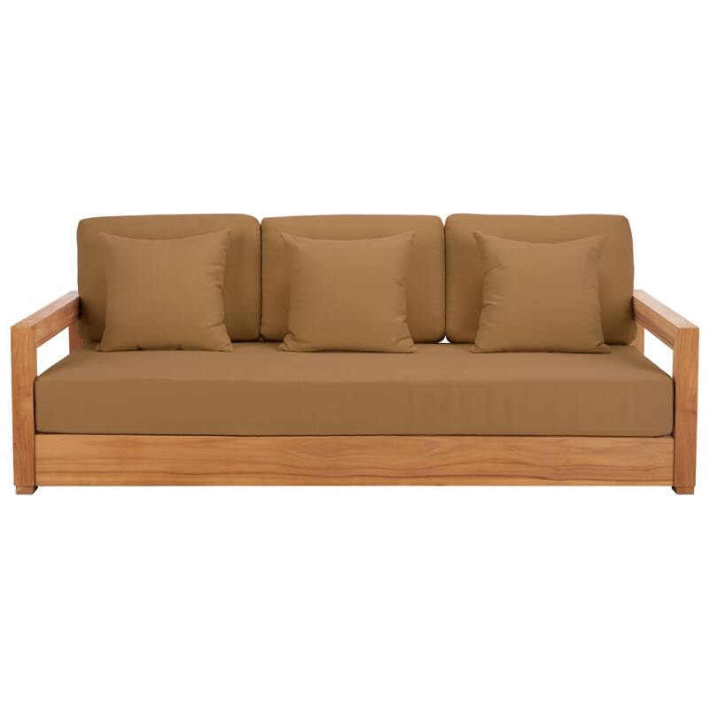 SAFAVIEH Couture Montford Brazilian Teak 3-Seat Bench - 77"W x 36"D x 27"H