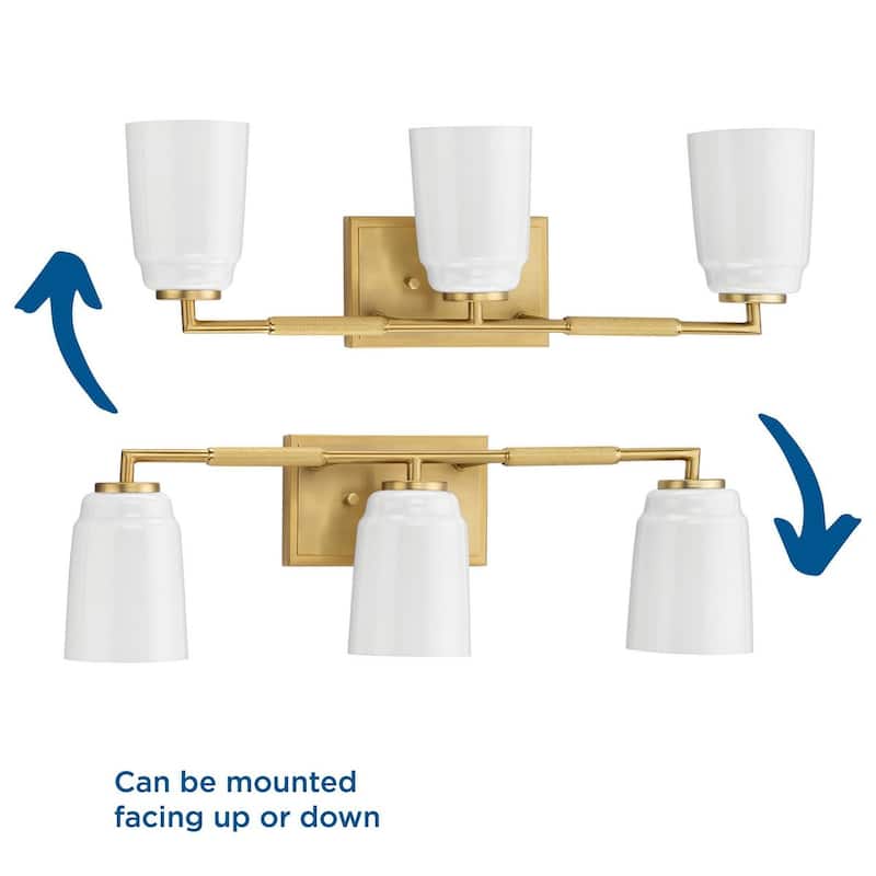 Spenser Collection Three-Light Brushed Gold Industrial Vanity Light - 23.37 in x 5.5 in x 7.62 in