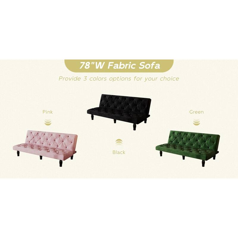 66" Pink Velvet Sofa Bed with Storage, USB-C Ports for Small Spaces