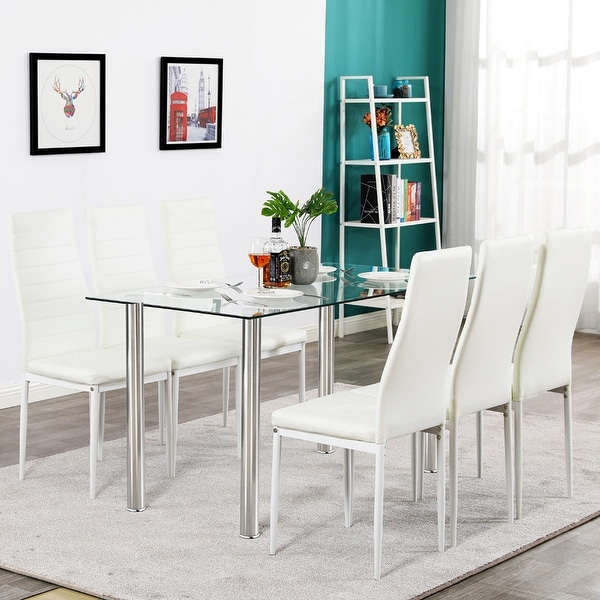 Simple Assembled Transparent Glass Iron Dining Table On Sale