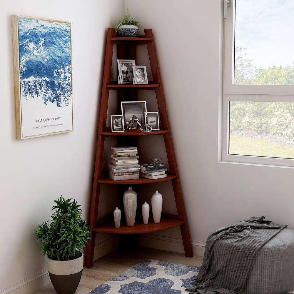 Furniture of America Kiki 5-tier Corner Ladder Display Bookcase