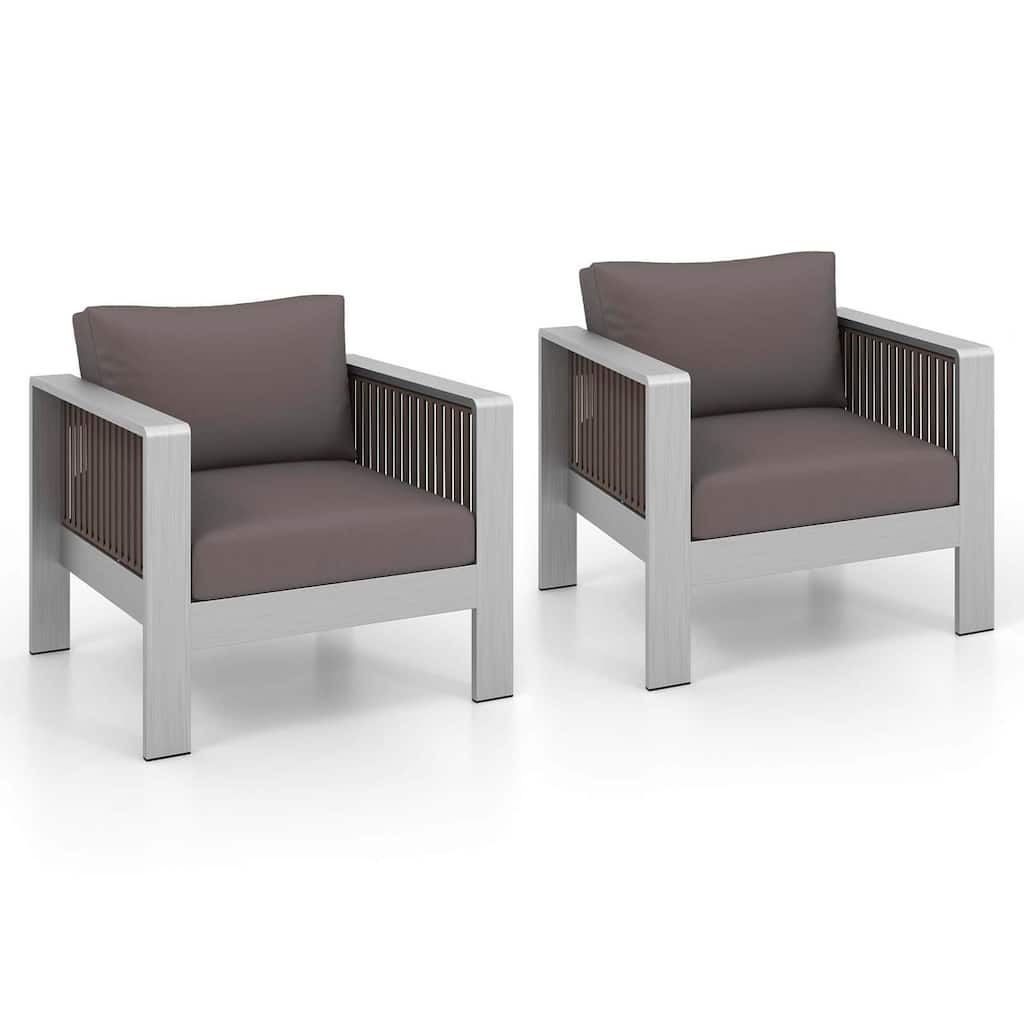 Costway 2 PCS Aluminum Single Sofa Outdoor Furniture Set with Thick - See Details