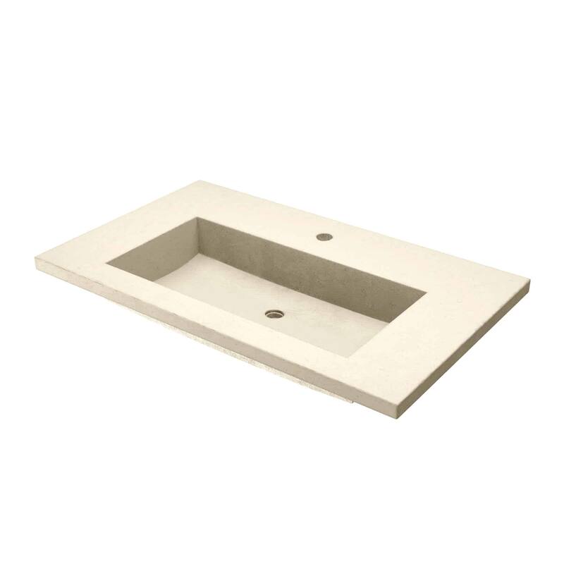 Capistrano 36.5-inch Concrete Vanity Top with Integral Trough Sink - Single Faucet Hole - Sand