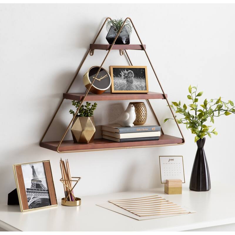 Kate and Laurel Tilde 3 Tiered Triangle Floating Wall Shelf