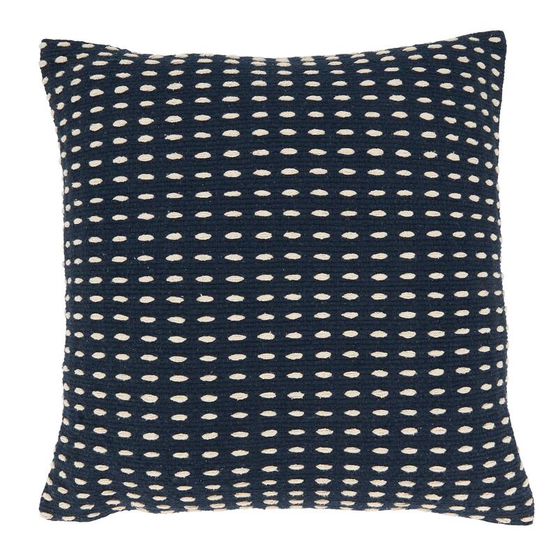 Modern Minimalism Dashed Woven Throw Pillow - Feather Down - 20"x20" - Navy Blue