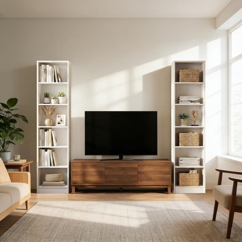 80"H Tall 6-Tier Bookcase With 2 Adjustable Shelves，Modern Open Storage Shelf for Home Office and Bedroom