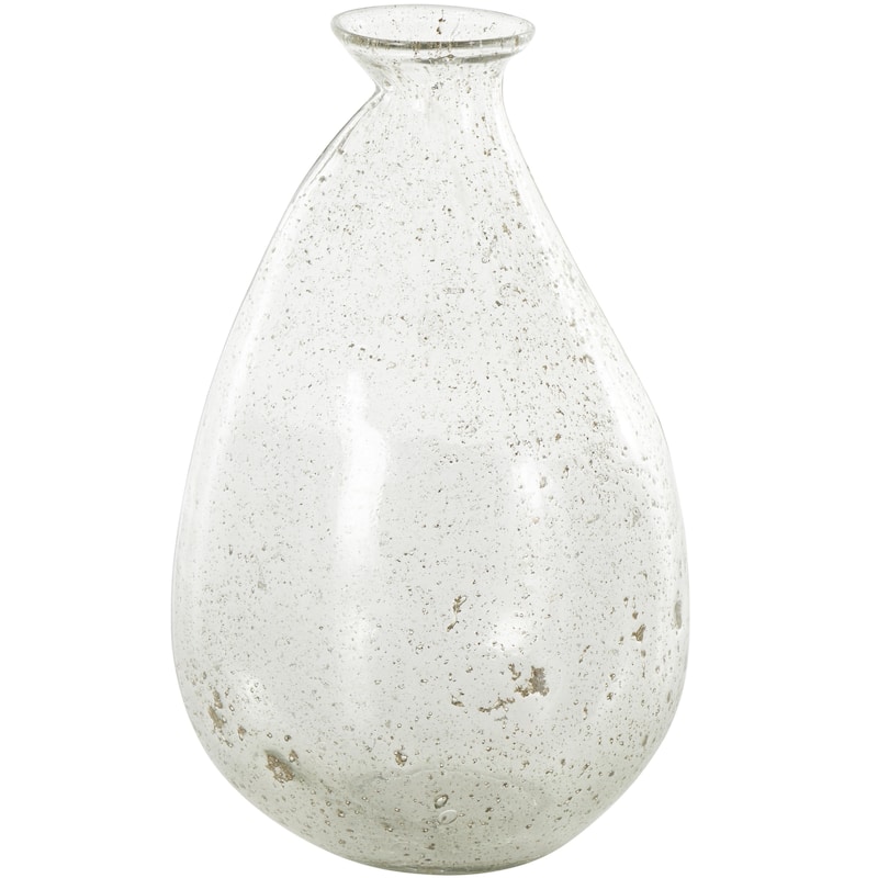 Glass Speckled Vase with Brown Accents - Clear - Roche River Decor - Clear