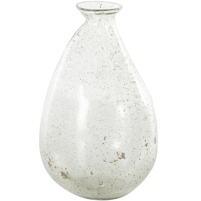 Glass Speckled Vase with Brown Accents - Clear - Roche River Decor