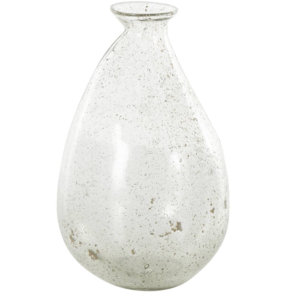 Glass Speckled Vase with Brown Accents - Clear - Roche River Decor