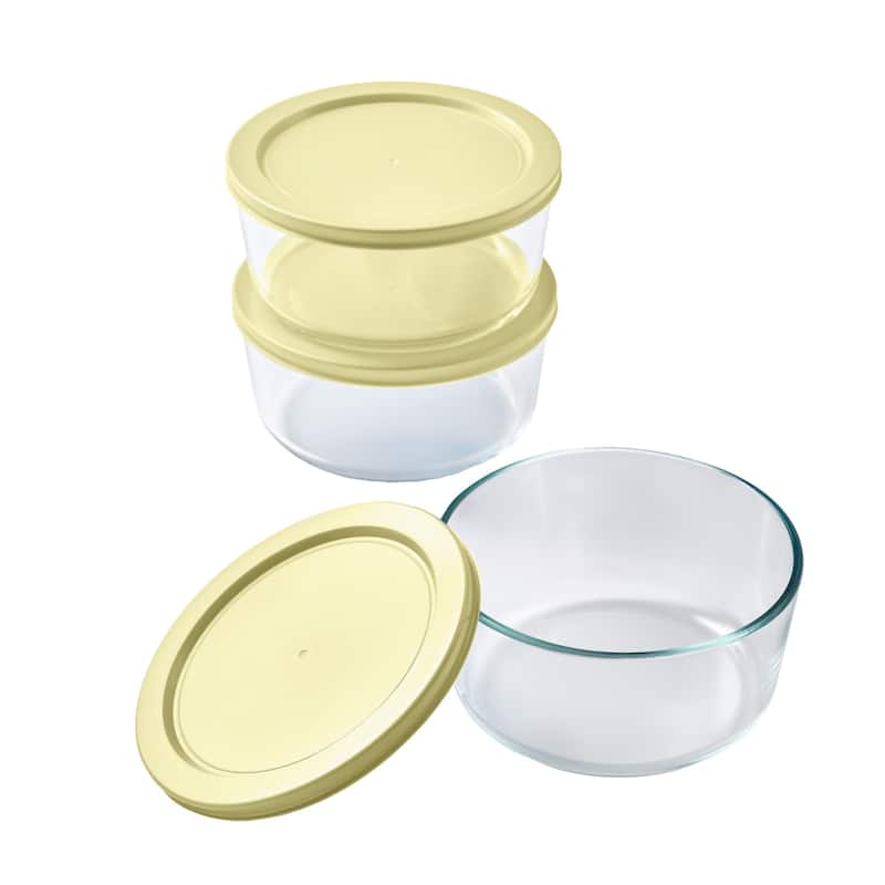 Glass Food Storage Containers Set - Round, 4-Cup (32oz) BPA-Free, Microwave  & Oven Safe, Airtight Lids - Overstock - 39593098
