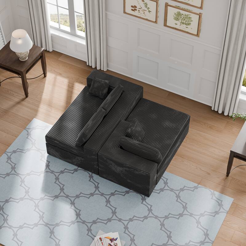 Modland 108" Boneless Cloud Couch, Modular L-Shaped Sectional Sofa, No Assembly, Corduroy