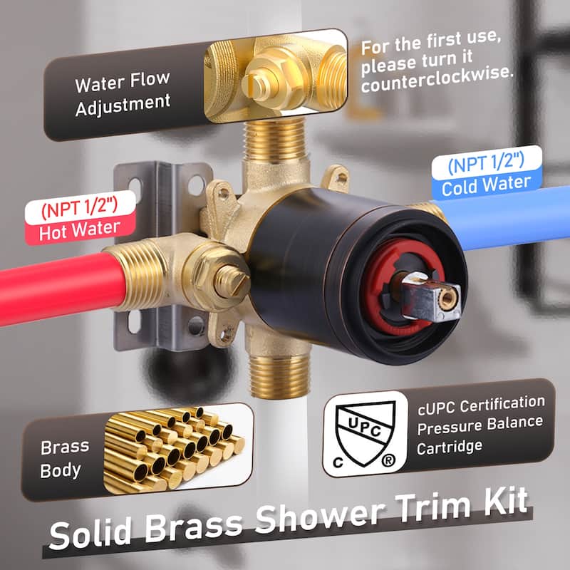 WOWOW Single Handle 5-Spray Shower Faucet with Tub Spout