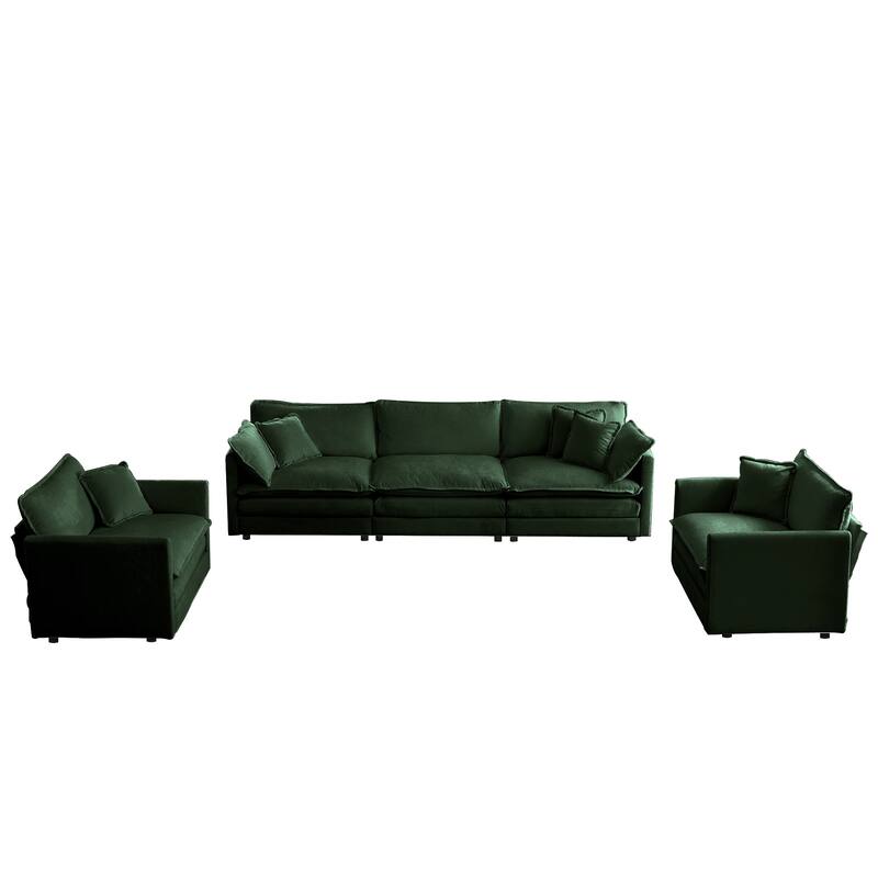 GDFStudio - Davinia Chenille 3 Seats Sofa with 2 Accent Chairs Set