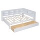 preview thumbnail 6 of 43, USB Ports on L-Shape Storage Headboard Bed Frame, Wooden DayBed Sofa Bed, Wooden Slat Platform Bed with 2 Drawers