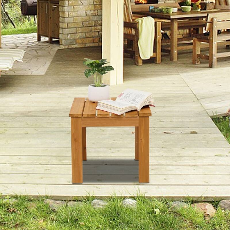 Outdoor Wooden Square Side End Table Patio Coffee Bistro Table