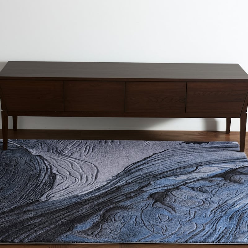 HomeRoots Abstract Coastal Rectangle Area Rug - 72.00 in. x 48.00 in.  x 0.51 in.