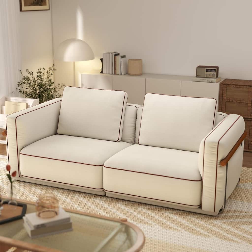 Modular Loveseat Sofa Cloud Sofa with Ottoman, Soft Sectional Sofa Chaise Lounge Sofa with Removable Cushions