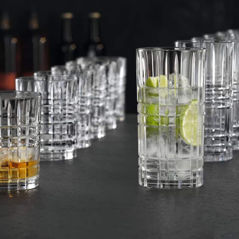 Nachtmann Highland Square 12 Piece Mixed Drinkware Set - 15 oz Highball and 11 oz lowball Glasses